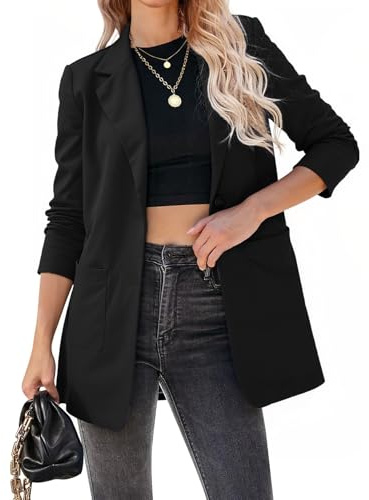 MINTLIMIT Long Blazers for Women Casual Jackets for Womens Long Sleeve Lightweight Blazer for Work Black