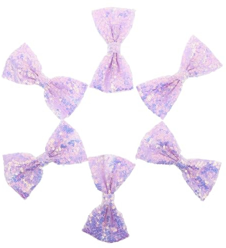 NIYANGLE 6pcs Boys and Girls Glitter Bow Hair Clips Sparkling Sequin Barrettes Stylish Headdress Accessories for Girls Toddlers and Preschoolers