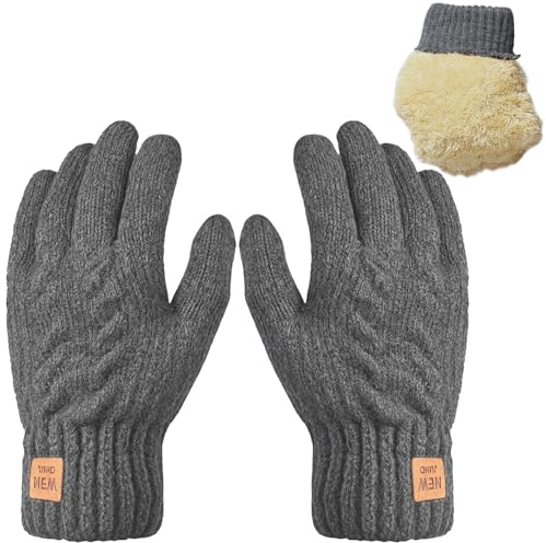 ZYEKIU Gant Tactile Femme, Gants Hiver en Tricot Doux et Chauds, Gants Tactiles Tricotés en Polaire pour la Course à Pied Ski Cyclisme éQuitation Randonnée Camping Femme et Homme (Gris)