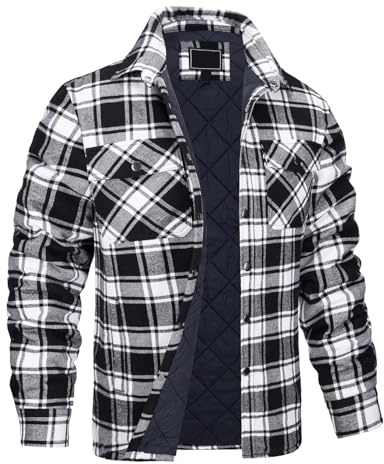 VDDTAGAM Veste Polaire Homme Chemise Bucheron Polaire Homme Manches Longues Chemise en Flanelle Veste Hiver Chaude Bouton Surchemise à Carreaux (Black,5XL) VDD126