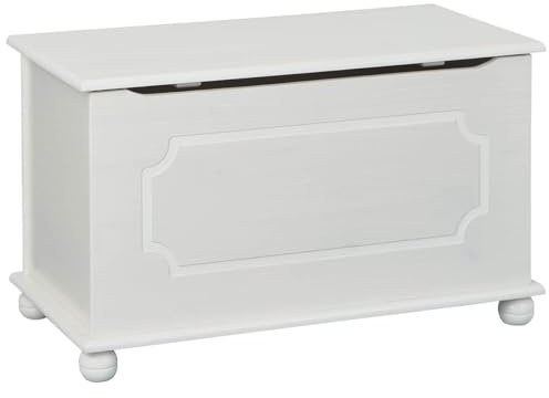 AltoBuy Kalisha - Coffre à Jouets Bois Massif Vernis Blanc