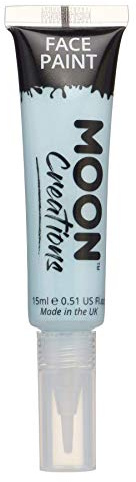 Moon Creations Face & Body Paint Tubes with Brush Applicator | Light Blue | 15ml | Ready to Use | Cruelty Free, Made in UK | Face Paint for Kids, Adults, Fancy Dress, Festivals, Halloween