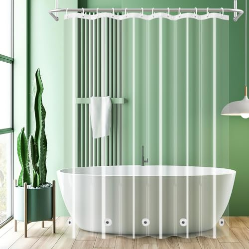 UFRIDAY Clear Shower Curtain Liner 72 x 75 inch, PEVA Bath Curtain for Home and Hotel, Extra Long with 5 Magnets Bottom