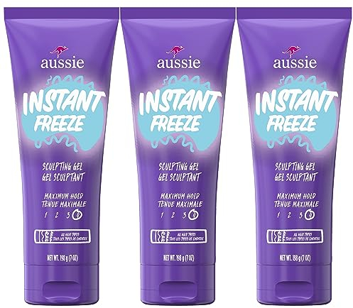 Aussie Instant ze Sculpting Maximum Hold Hair Gel with Jojoba Oil, Seaweed and Australian Aloe 200ml (Pack of 3)
