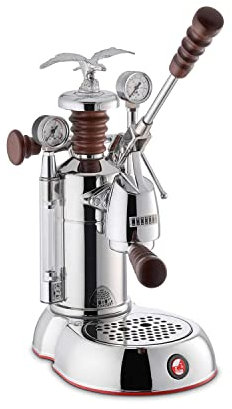 La Pavoni Esperto Abile 16-Cup Lever Espresso Machine - Chrome Finish with Custom Rosewood Handles, 54-Ounce Nickel-Plated Boiler, Dual Frothing Systems & Group Pressure Gauge - Made in Italy