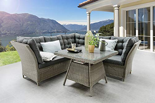 Beauty.Scouts Outdoor Collar Edition DEST Dininglounge Ray, Vintage grau, 2er-Set, Polster anthrazit, Loungesofa, Tisch, Loungemöbel, Garten, Gartenmöbelset, Balkonmöbelset, Balkon