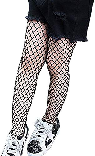 Geagodelia Children Kid Little Girls Fishnet Tights Leggings High Tight Fashion Fishnet Stockings (Black/Medium Nets, OneSize)