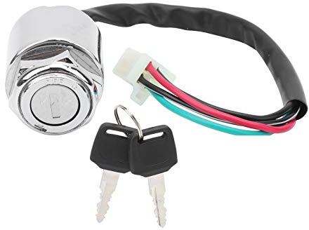 Interruptor de llave de encendido con enchufe macho de 4 cables, juego de interruptor de encendido de motocicleta eléctrica con 2 llaves de repuesto universal para ATV Mini Moto Dirt Bike