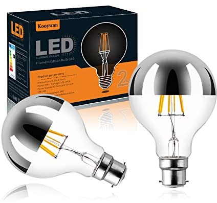 KOOYWAN Lampada a specchio con testa a B22 LED argento 6watt 600 lumenbianco caldo dimmerabile 2pcs