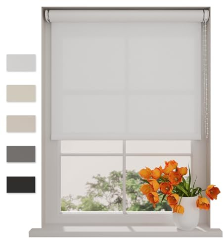 DTCH® Lichtdurchlässiges Rollo 40 x 190 cm, helles weiß, Größen 40-240 cm Breite, ohne Bohren, Wandmontage, Fensterrollos für innen