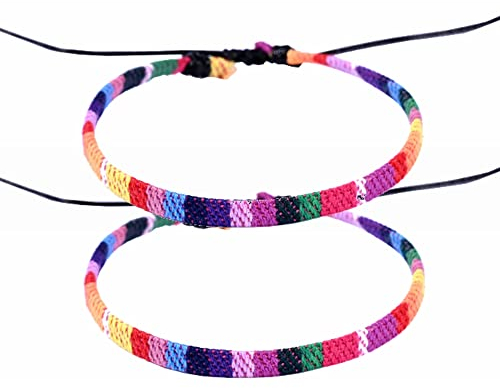 Kiwochy 2x Surfer Armband Pride Fußband für Frauen Männer Pride Armband Boho Strand Armband Wasserfest & verstellbar Surfer Fußband Fußkettchen Handgestrickt Freundschaftsarmband