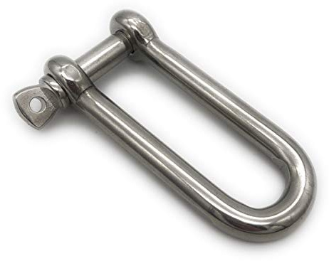 2 Stk. Edelstahl Schäkel lange Form ø 8 mm, V4A A4 AISI 316 Niro Rostfrei Rundschäkel D-Schäkel Drahtseil Verbinder mit Augenbolzen INOX Stainless Steel [Größe Wählbar 4 5 6 8 10 12 mm] (8mm,2x)
