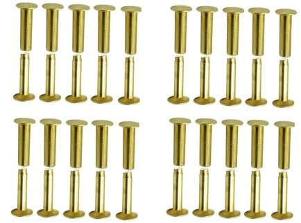 WNJun 20 Piece Double Cap Tubular Chicago Rivets, For Kitchen Chopper Knife Handle Screw Connecting Pipe (Color : Yellow Brass H62)