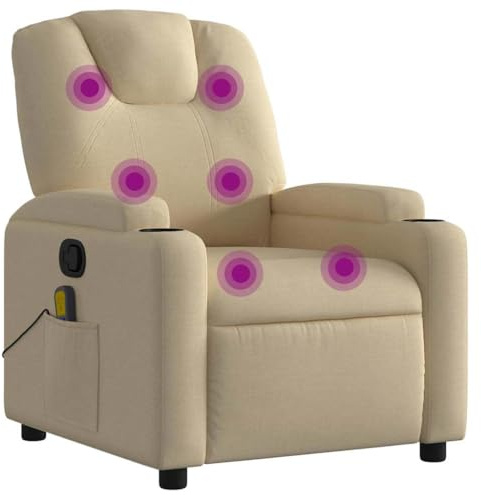 vidaXL Poltrona reclinabile massaggiante in Tessuto Color Crema