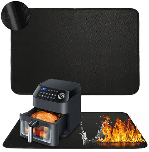 60x40cm Tapis Résistant à la Chaleur pour Friteuse à Air, Tapis Résistant à la Chaleur pour Machine à Café, Tapis Ignifuge Silicone Antidérapant Imperméable, Tapis pour Cuisine Résistant à la Chaleur