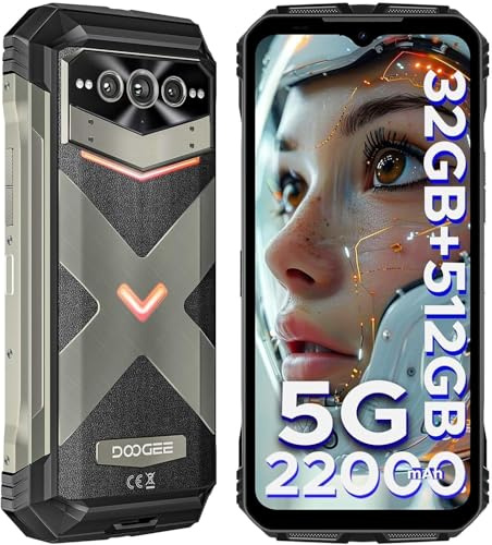 DOOGEE V MAX Pro 5G Ruggedised Smartphone 2024, 32(12+20)GB + 512GB (TF 2TB), 22.000mAh Batteria, Android 14, 108MP Triple AI Fotocamera (20MP Visione Notturna) + 16MP, FHD+ 120Hz, NFC (grigio)