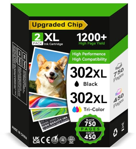 Encre ECOINKO 302XL BK/CMY - 750/450+ Pages, Remplacement pour Originales Cartouche HP 302 XL Noir et Couleur, Encre Imprimante 302 XL pour HP Envy 4520 4625 4527 Officejet 3830 3831 5230 Deskjet 3630