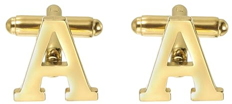 PATIKIL Gemelos Iniciales Letra Clásica Del Alfabeto A Acero Inoxidable Gemelos Para Hombres 26 Letras A-Z Con Caja Para Hombre Padre Esposo Regalo Bodas Negocios Cumpleaños Tonoro Dorado