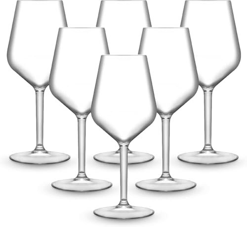 Bewitched Set 6 Piezas Vasos Copa Vino 400 cc,fabricada de Tritán, un plástico prácticamente irrompible y Lavables en Lavavajillas, Transparente