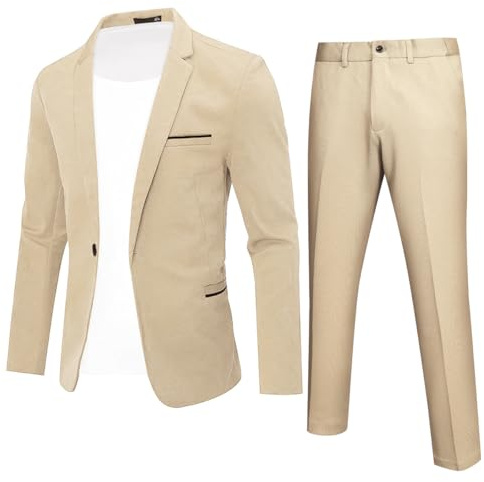 YFFUSHI Traje Hombre 2 Piezas 1 Botón Slim Fit Boda Negocios