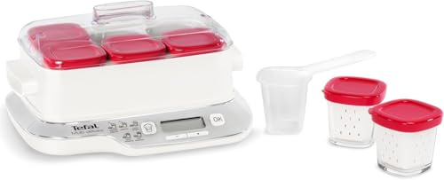 Tefal Multi Delices Express, yogurtiera, 6 barattoli, rosso, yogurt fatto in casa, 5 programmi automatici, dessert lattiginosi, formaggi bianchi e dolci soffici, vasetti da 140 ml, 100% senza BPA