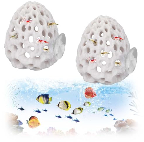 2 pièces Décoration d'aquarium et cachette, Grottes à crevettes multifonctionnelles, Grotte d'aquarium avec ventouse, Grotte poreuse pour betta, cachettes pour petits poissons, adaptées aux aquariums.