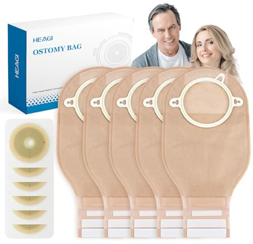 60 tasche per colostomia, sacchetti per stomia drenabili in due parti con chiusura, taglio max 70 mm, tasche per colostomia e ileostomia per la cura dello stomia(40 sacchetti + 20 barriere)