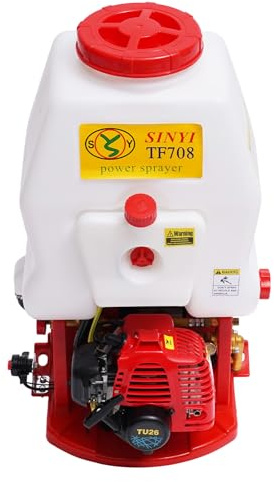 20 l bensin, ryggspruta, 2-takts med 25,4 CC & 0,7 kW, kraftfull ryggsäcksspruta med högtryckspump, justerbar tryckspruta som gödselmedel och växtspruta för trädgård, jordbruk, fruktodling