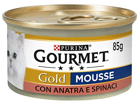 GOURMET Gold Cibo Umido per Gatti Adulti Mousse con Anatra e Spinaci 24 Lattine da 85g