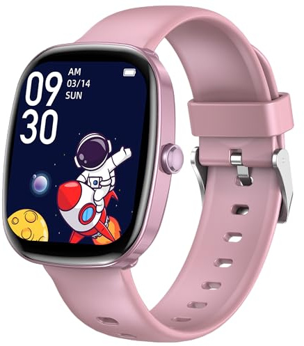 Tynggko Kids Smart Watch for Boys Girls, Fitness Watch with Pedometer, 100 Sport Modes, IP67 Waterproof, Puzzle Games, Heart Rate Sleep Monitor, Alarm Clock, Kids Gifts for Boys Girls Teens 6+ (Pink)