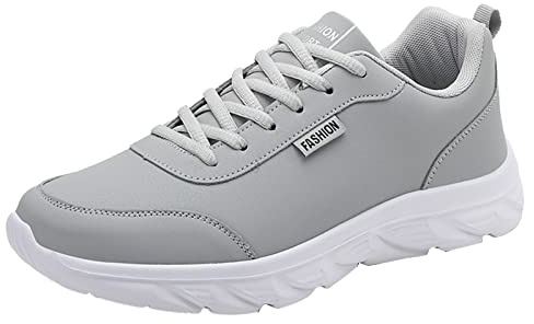 Baskets de course en cuir pour homme - Imperméables - Antidérapantes - Semelle souple - Chaussures de randonnée - Chaussures de fitness - En cuir lisse - Chaussures de jogging - Chaussures d'extérieur