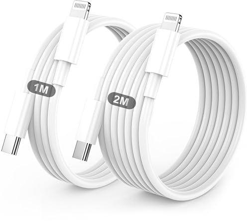 USB C to Lightning Cable 2Pack 1M +2M MFi Certified, Fast Charging USB C iPhone Charger Cable Lead for Apple iPhone 14 13 12 11 Pro Max X XR XS 8 Plus, for iPad- Type C to Lightning Cable