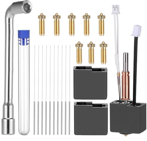Fentar Kit Hotend pour Anycubic Kobra 3, Pièce de Rechange et Amélioration d'Imprimante 3D de Haute Précision, Compatible Kobra 3 Combo avec 3 Buses Laiton 0.4mm, 10 Aiguilles de Nettoyage