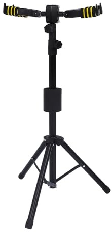 Soporte para Guitarra para 2 Guitarras, Soporte de Suelo con Bloqueo Automático de Doble Gravedad, Antideslizante para Guitarra con Compatibilidad Universal y Protección de Esponja Gruesa,