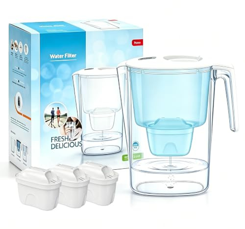 Guyisile 3.6L Jarra con Filtro de Agua con 3Filtro,Sin BPA,Tapa Con Bisagra