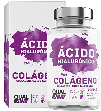 Collagene marino con acido ialuronico - Vitamina C e zinco per contribuire a migliorare l'elasticità e la salute delle ossa e delle articolazioni - 90 capsule- Qualnat