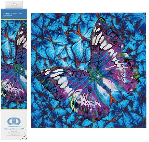 Diamond Dotz DD5-017 Schmetterling violett, ca. 30,5 x 30,5 cm groß, Diamond Painting, Malen mit Diamanten, funkelndes Bild zum Selbstgestalten, für Kinder und Erwachsene