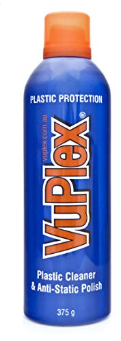 VuPlex 375g (445ml) Antistatic Plastic Cleaner & Polish – Anti-Static, Streak-Free, Scratch-Resistant Protection for Acrylic, Plexiglass, PVC, Vinyl, Glass & More – Repels Dust & Restores Shine