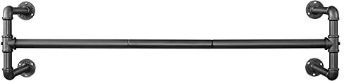 SONGMICS Perchero de Pared para Ropa, Percha para Colgar Ropa Industrial, Ahorro de Espacio, 112 x 30 x 29,3 cm, Carga hasta 60 kg, Fácil Montaje, para Espacios Reducidos, Negro HSR64BK