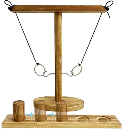 Ring Toss Game, Toss Hook and Ring Game, Holz Tischplatte Hook Ringwurfspiel Kinder, Premium Party Wurfspiele Spiel für Family Bar Fun Indoor/Outdoor Game (30-1)