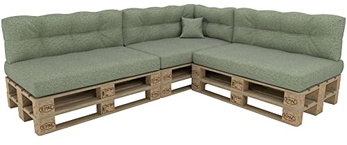 POKAR Palettenkissen Palettenauflagen Palettenmöbel Palettensofa 8er Set: Sitzkissen 120x80 + Rückenlehne 120x40, Grün