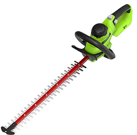 Greenworks Akku-Bürstenlose Heckenschere 24V GD24HT61, 61cm Dual Action Klinge, schneidet bis zu 25.4mm dicke Zweige und Stämme 3200 spm OHNE Akku-Ladegerät, 3-Jahres-Garantie