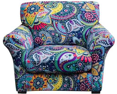 FORCHEER Armchair Slipcovers 2 Piece Printed Sofa Couch Covers with 1 Separate Cushion Couch Covers Washable Bohemia Style Sofa Slipcover with Elastic Bottom for Living Room (Armchair, Styles 1)