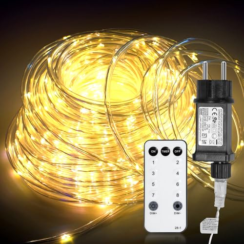 Jopassy 20m LED Lichterschlauch Außen, Lichtschlauch außen, IP44 Wasserfest LED Schlauch, für Außen Innen Party Hochzeit Weihnachten Dekolicht, Warm-weiß