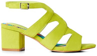 Joe Browns Sandalias de Punta Abierta con tacón de Bloque y Tiras de neón, Bomba Mujer, Verde Lima, 35.5 EU