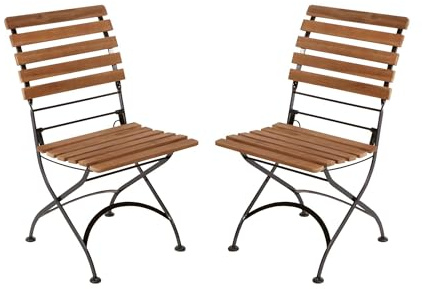 BUTLERS Gartenstuhl 2er Set klappbar -PARKLIFE- Terrassenstühle aus Holz in Naturfarbe und Metallgestell | Indoor Outdoor Wetterfest Möbel für Balkon, Küche, Terrasse, Garten