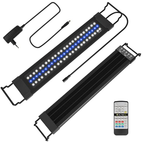 Izrielar 18W Iluminación LED para Acuarios, 5 Modos, 24/7 Lámpara Regulable, 10 Niveles de Atenuación, para Agua Dulce 55-80cm, Múltiples Modos Climáticos