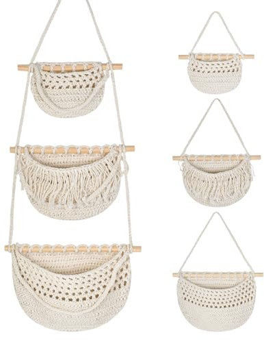 Dokeno Organisateur Mural- Sac de Rangement Suspendu en Coton Naturel, Organiseur Suspendu Porte Mur Décoration pour Chambre d'enfant, Salon, Cuisine