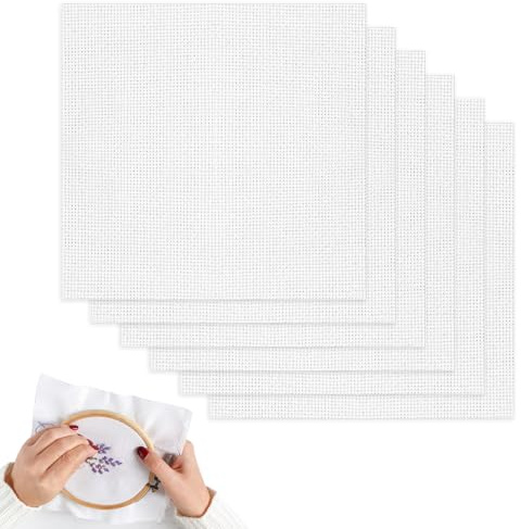 6 Pezzi Tela Aida per Punto Croce, 30x30cm 14CT Aida Panno Punto Croce Aida Ricamo Tessuto, Classico Riserva Tela Aida Bianca per Ricamo Artigianato in Tessuto Decorazione, DIY Artistici Realizzare