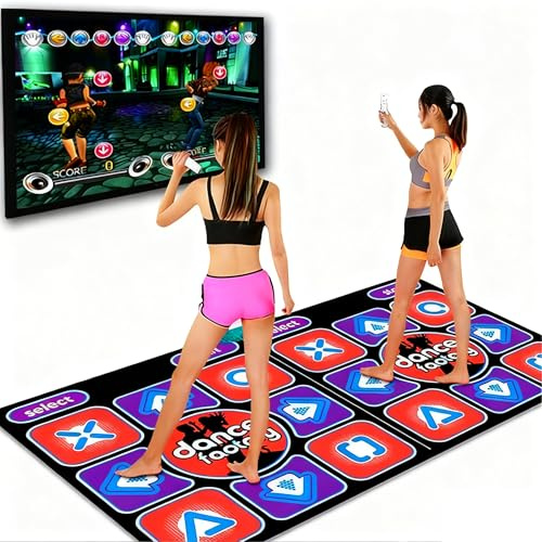 Dance Mat for Girls, Musical Dance Mat Games Double User Dance Floor Mat with Wireless Controller for TV Computer, Built-in 60 Games & 200 Songs, Plug and Play Toy Gifts for Boys & Girls